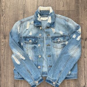 Ci Sono Blue Distressed Denim Jacket